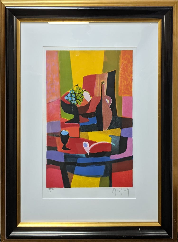 Raisins Verts et Pipe en Terre - Lithograph Print by Marcel Mouly, Image 1.