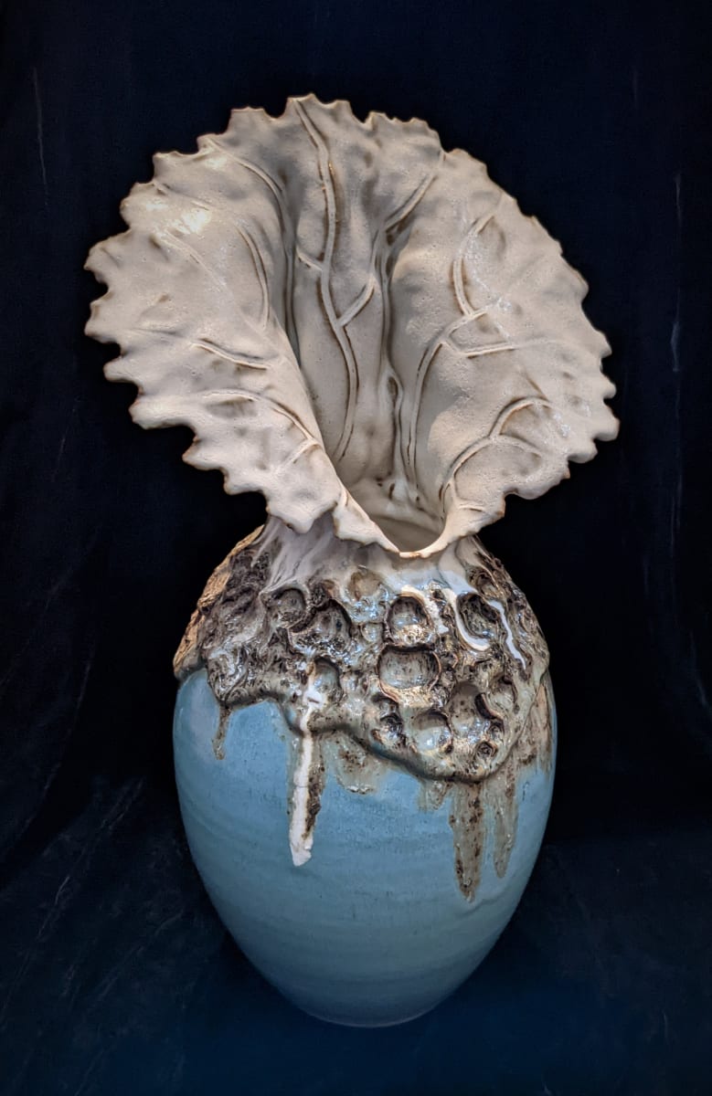 Clay Vase with Decorative Rim by Scott Martin, Image 1.