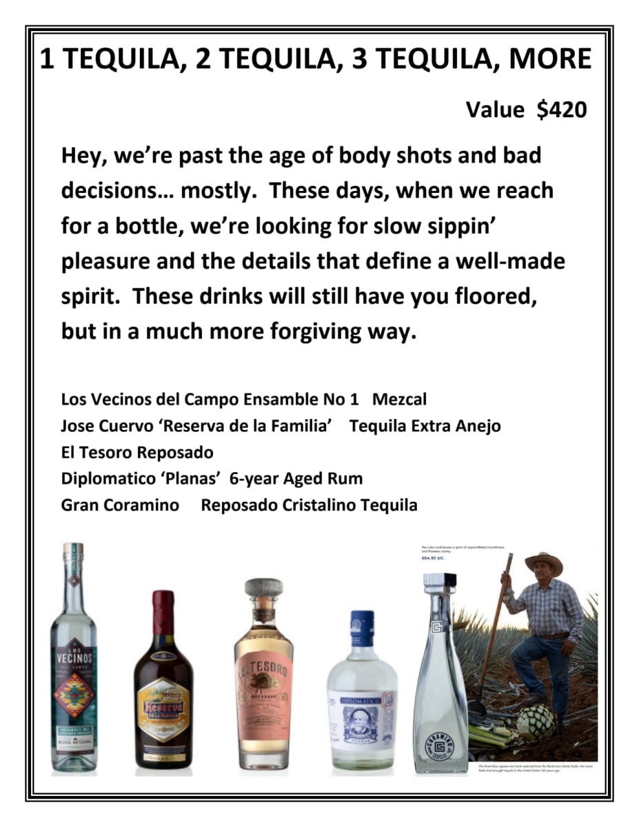 Liquor  -  1 Tequila, 2 Tequila, 3 Tequila, More, Image 1.