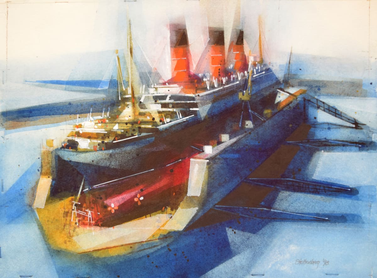 Berengaria in Floating Dock by Donald Stoltenberg  Image: Berengaria in Floating Dock by Donald Stoltenberg
