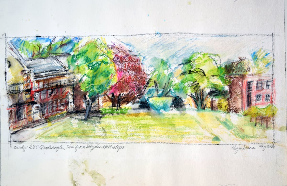 Study: Quadrangle, View from Boyden Hall Steps by Roger Dunn, Image 1.