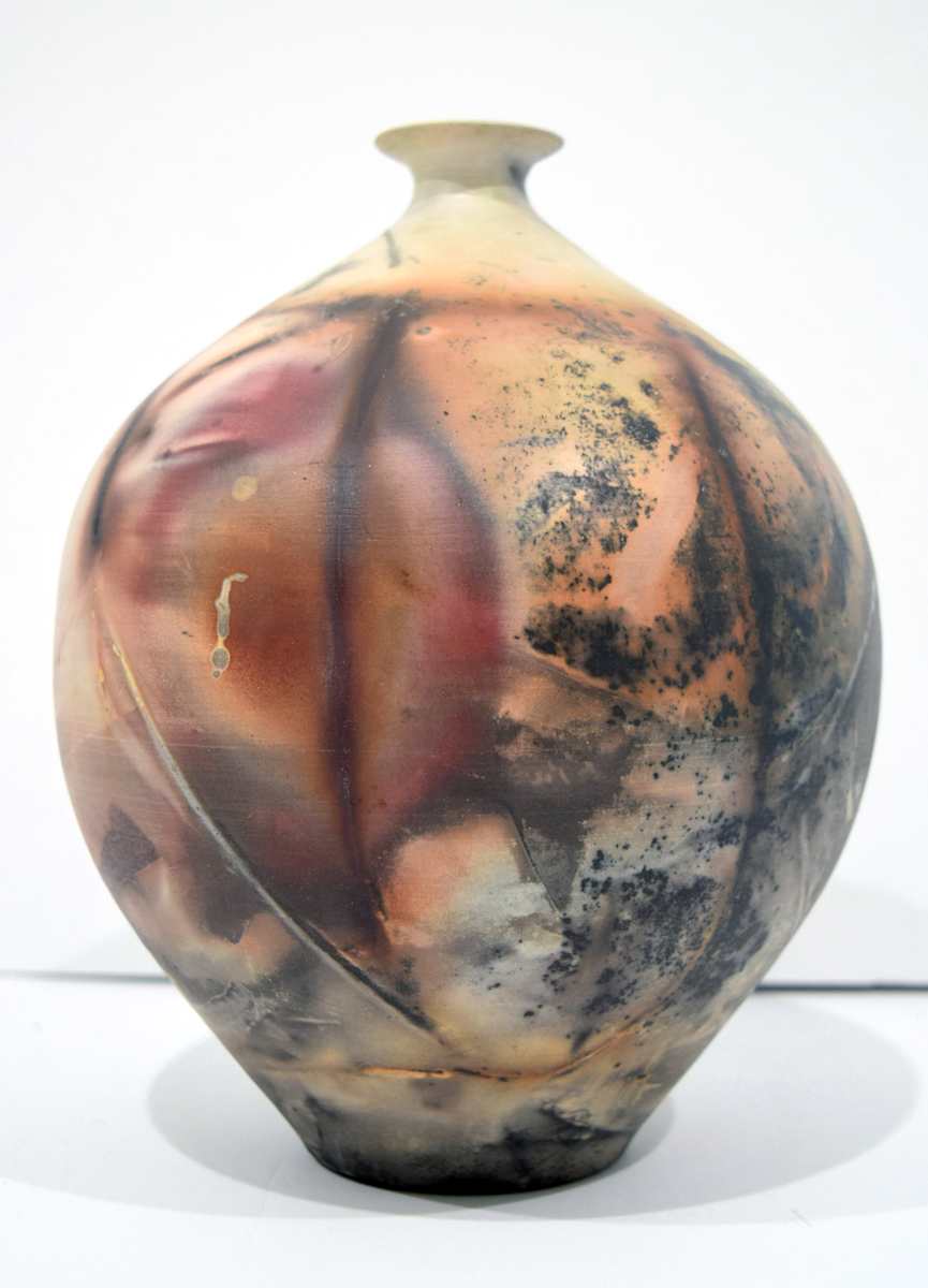 Raku Vase by Ron Mello, Image 1.