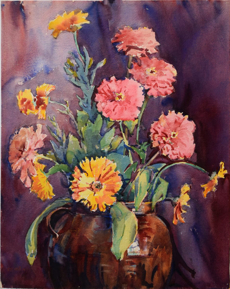 Still  Life (Zinnia's) by Eleanor W. Motley  Image: Still Life (Zinnia's) by Eleanor W. Motley