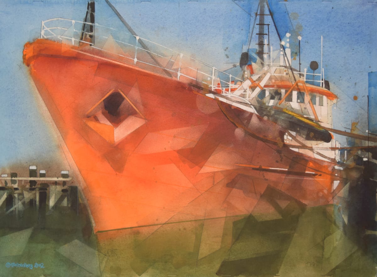 Untitled (Ship with Orange Hull) by Donald Stoltenberg, Image 1.