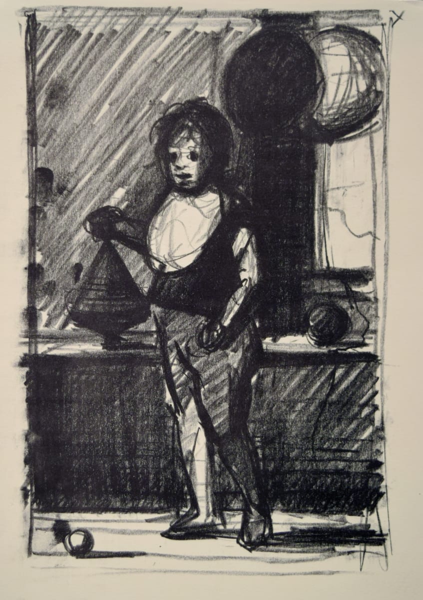 Child Playing with Top by Paul Resika 