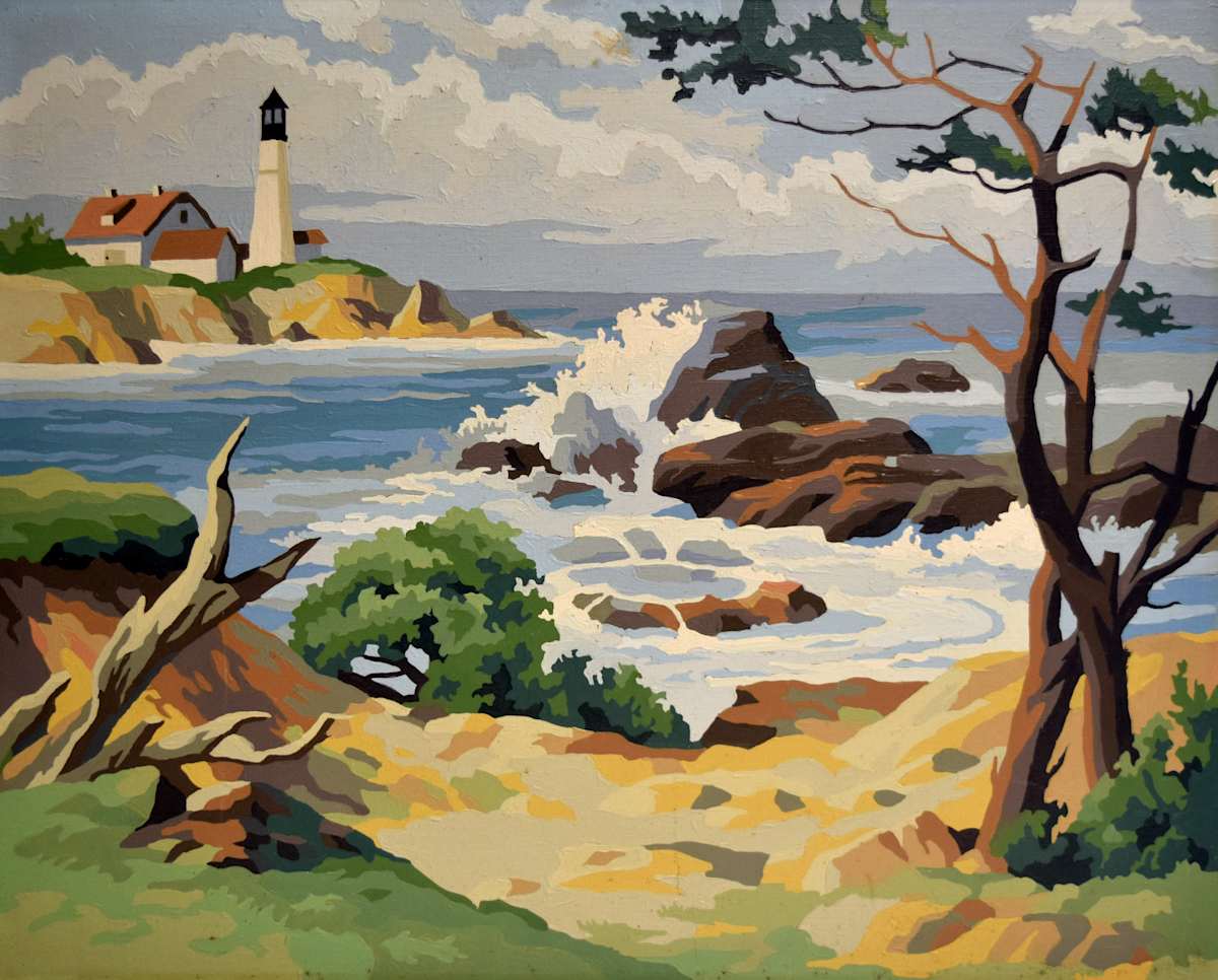 Seascape with Lighthouse by Paint by Number, Image 1.