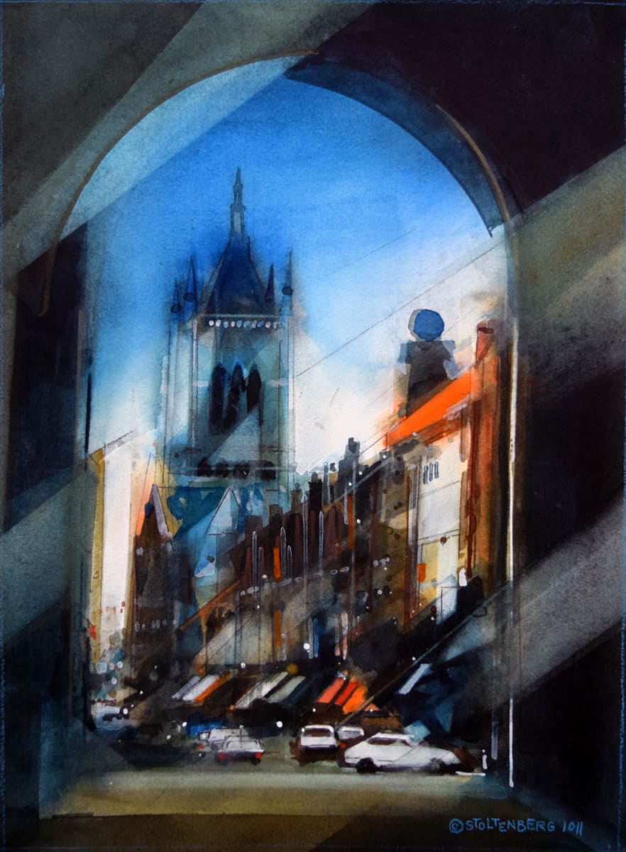 Ypres-Restored Town- Cloth Hall Through Menin Gate by Donald Stoltenberg  Image: Ypres-Restored Town-Cloth Hall Through Menin Gate by Donald Stoltenberg