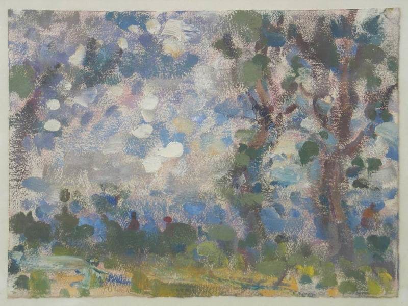 Study: landscape with white smudge-dots, Image 1.