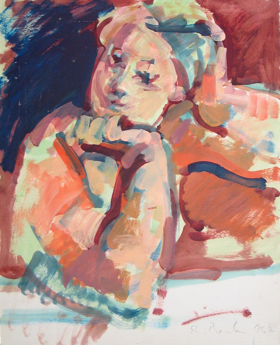 Portfolio #1953 Oils on paper & cardboard [1960-1967] Magdalen, Lovers, transcriptions, portraits by Rosemarie Beck (Rosemarie Beck Foundation)  Image: Oil on cardboard, 14x11", 1962