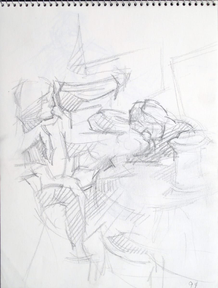 Sketchbook #1975 pencil and ink sketches [1993-1994] Antigone, figures  Image: #1975.3, pencil on paper, 1994