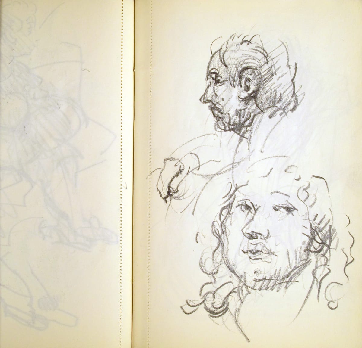 Sketchbook #2002 pencil sketches [1973-1974] commuters, Christmas angels  Image: #2002.63