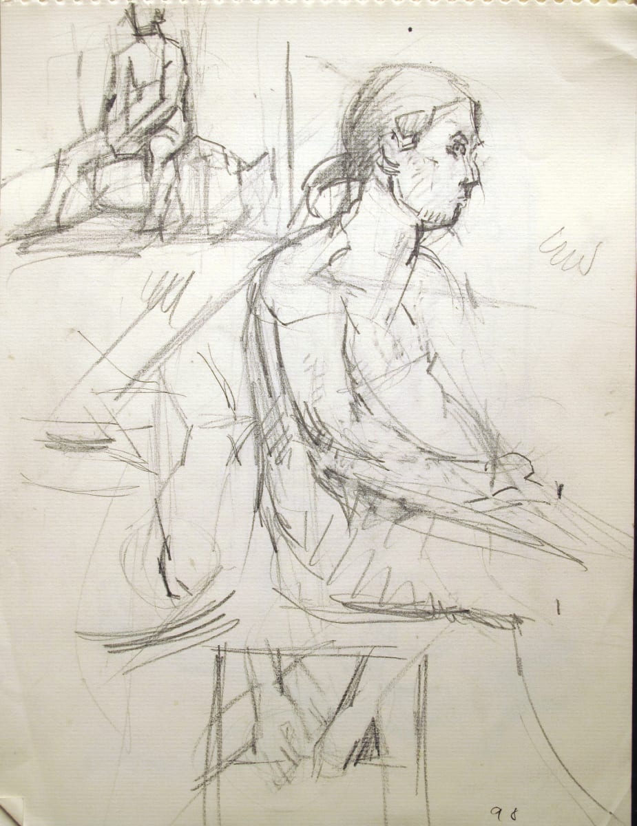 Portfolio #2004 pencil and ink sketches [1984-1998] Italy, Atalanta, figures  Image: #2004.72, 1998, pencil on paper, 9x12"