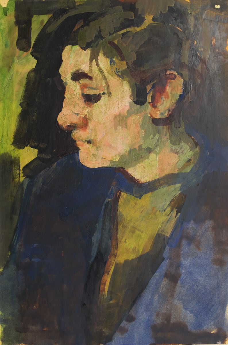 Portfolio #2009  Oils and collages [1953-1967] Self portraits, abstracts, portraits, figures by Rosemarie Beck (Rosemarie Beck Foundation)  Image: #2009.22, Self Portrait, oil on paper, 19x12.5"