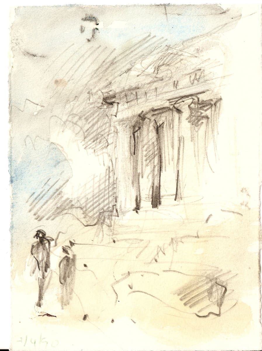 Travel Portfolio #2092, Greece travel drawings [April 1990]  Image: Erectheion 1990, 6.5x4.75"