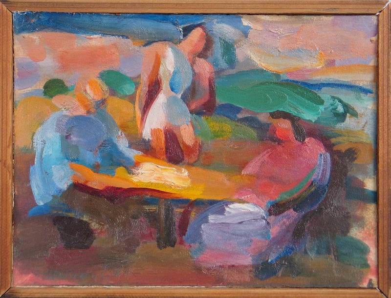 figures seated at table, Image 1.