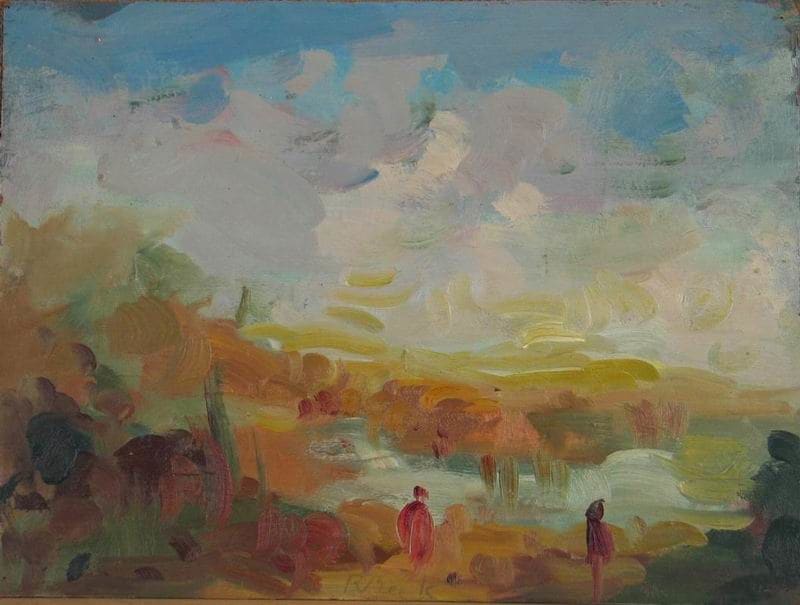 landscape with 2 red figures 