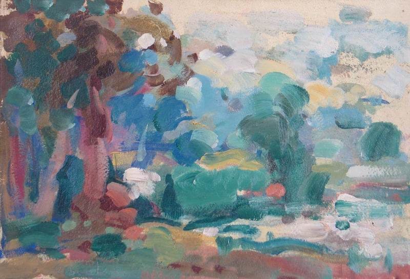 sylvan scene w/figures, Image 1.