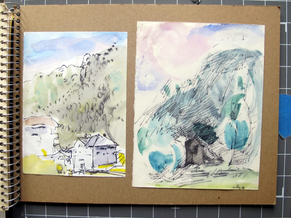 Travel Sketchbook #2054, Italy: Syracuse, Florence, Aosta, Gressoney [June-August 1982]  Image: July 11, watercolor and ink on paper
