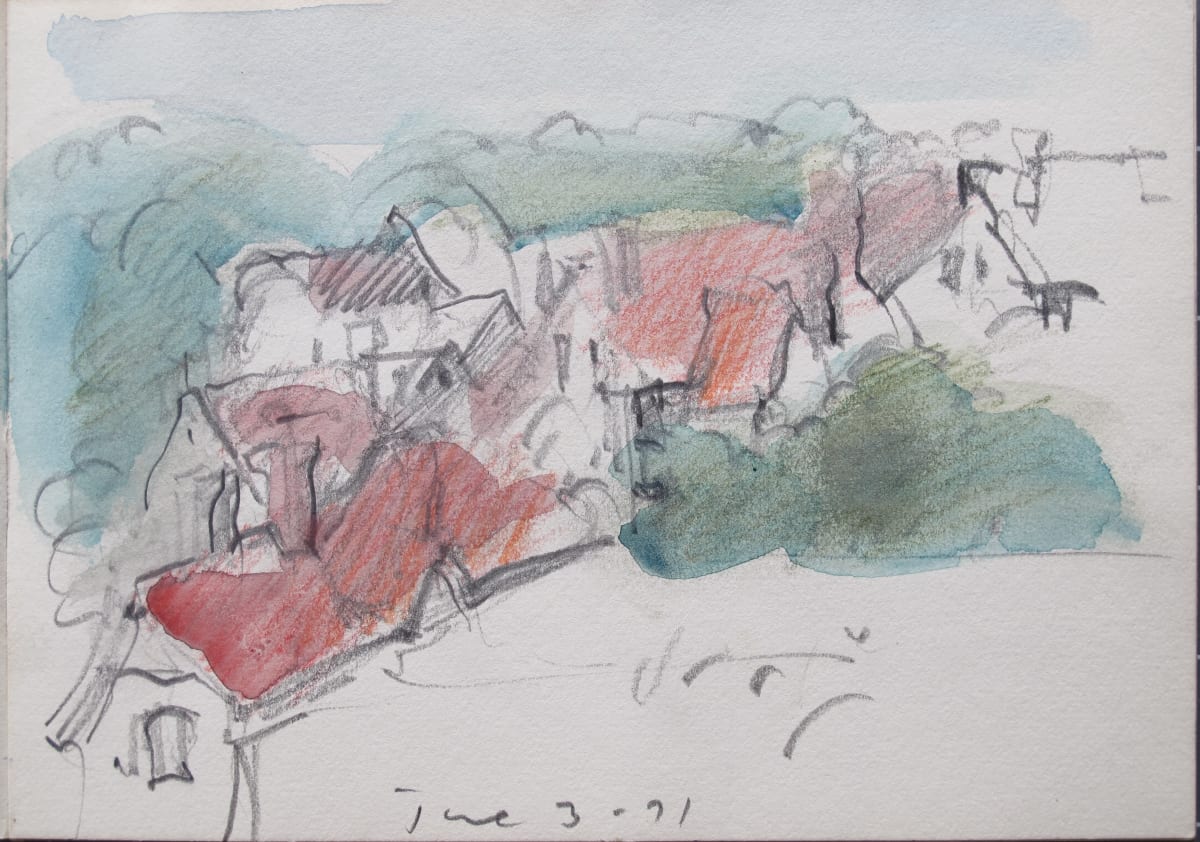 Travel Sketchbook #2051 Dwelly Farm, Kent [June 3, 1971] 7x5  Image: June 3 1971, watercolor and pencil on paper