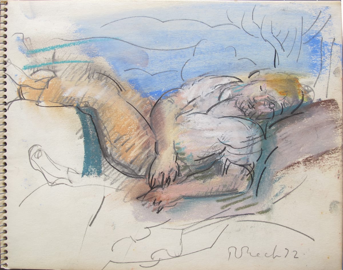 #2072 Sketchbook, Orpheus sketches, portraits, sketches from the Met [1972-1973] pencil and pastel  Image: 1972, pencil and pastel on paper, 8x10"