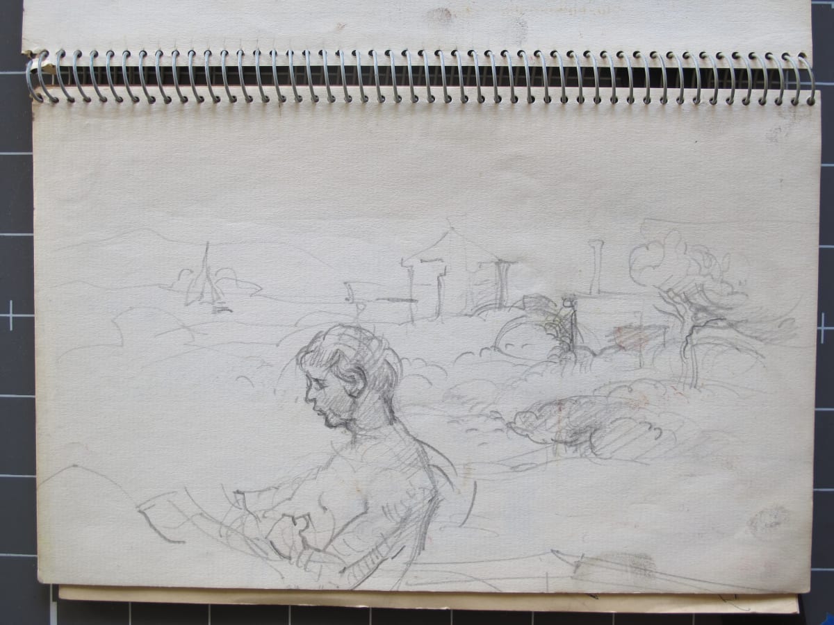 #2070 small sketchbook, Martha's Vineyard, 9.5x6", pastel, pencil, ink  Image: pencil on paper