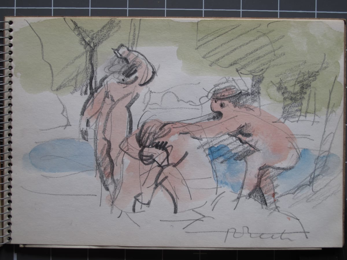 #2077 Sketchbook Orpheus [1973] charcoal, pencil, watercolor, 9x6" 