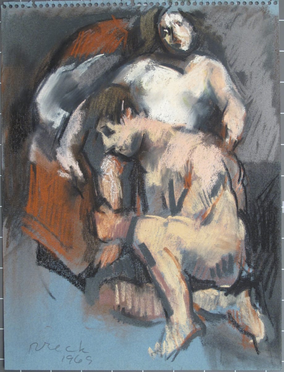 Portfolio #1981 Drawings, pastels, oils, watercolor [1963-1973] Two on a Bed, Lovers  Image: #1981.158, pastel on paper, 12x9", 1969