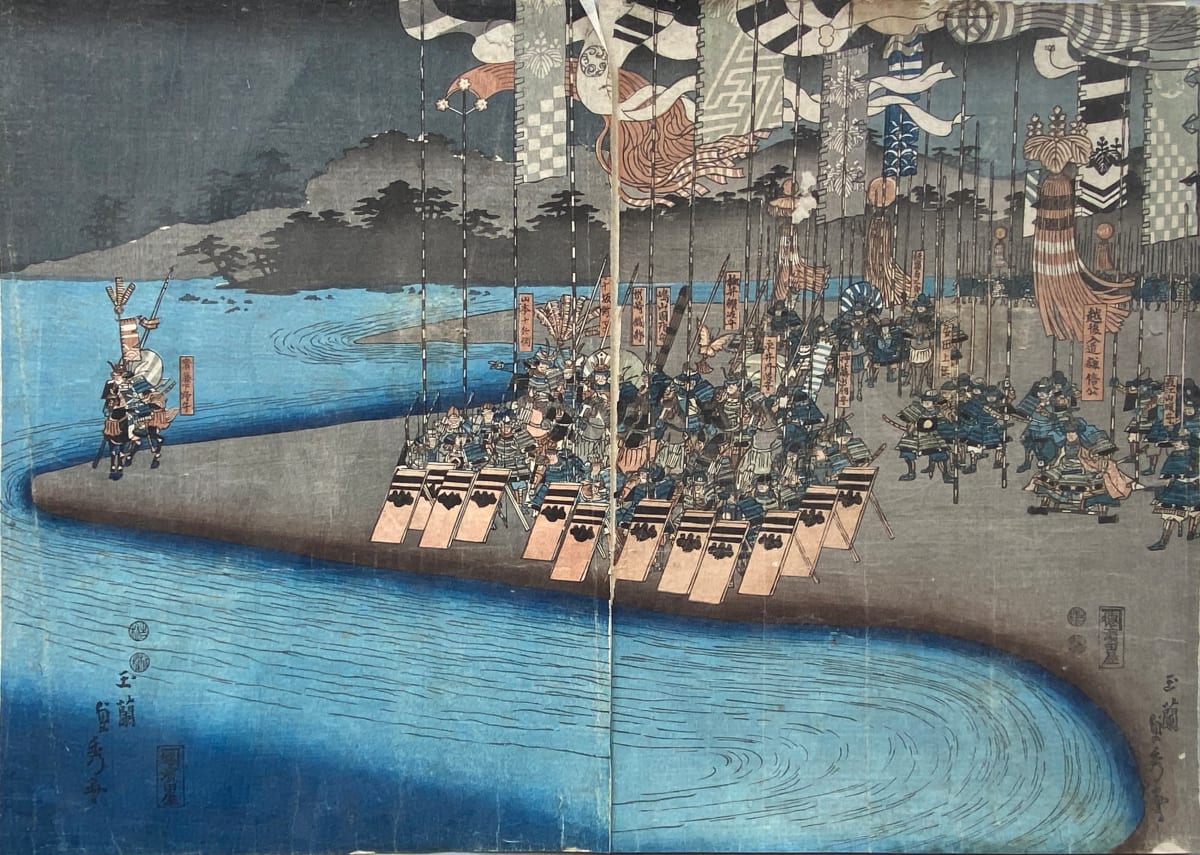 Waiting for Battle (diptych) by Artist Sadahide, Image 3.