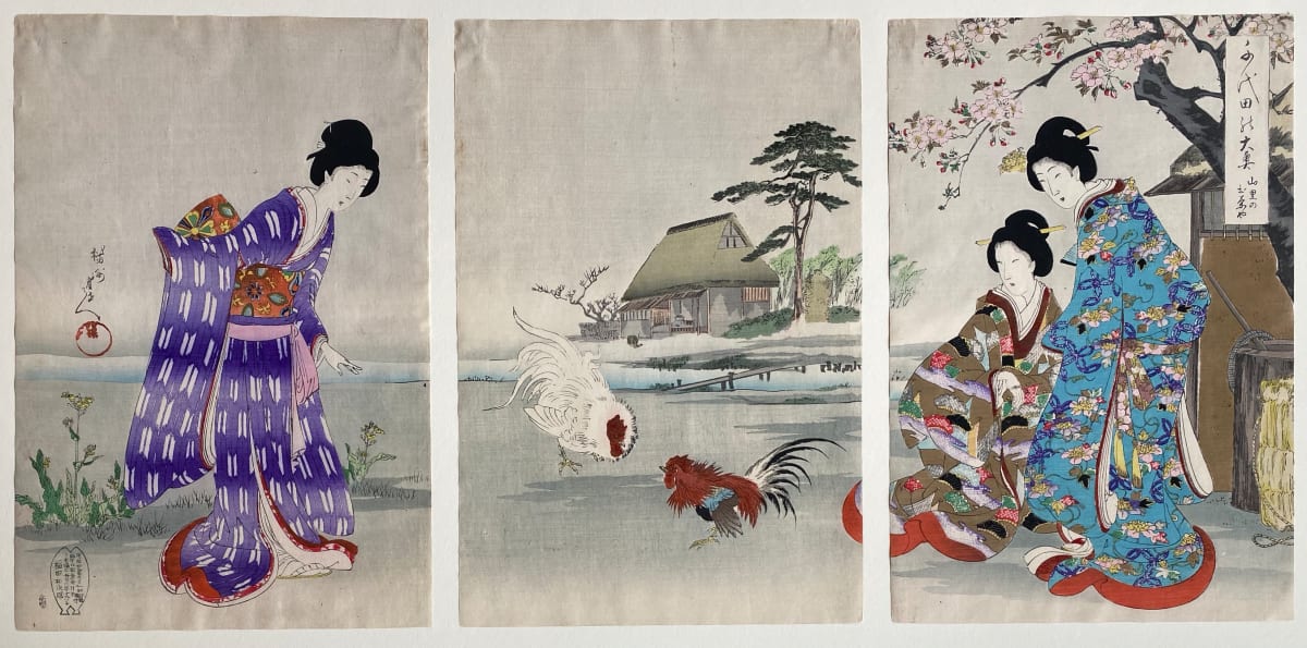Three Women, Two Chickens, Outside, Image 4.