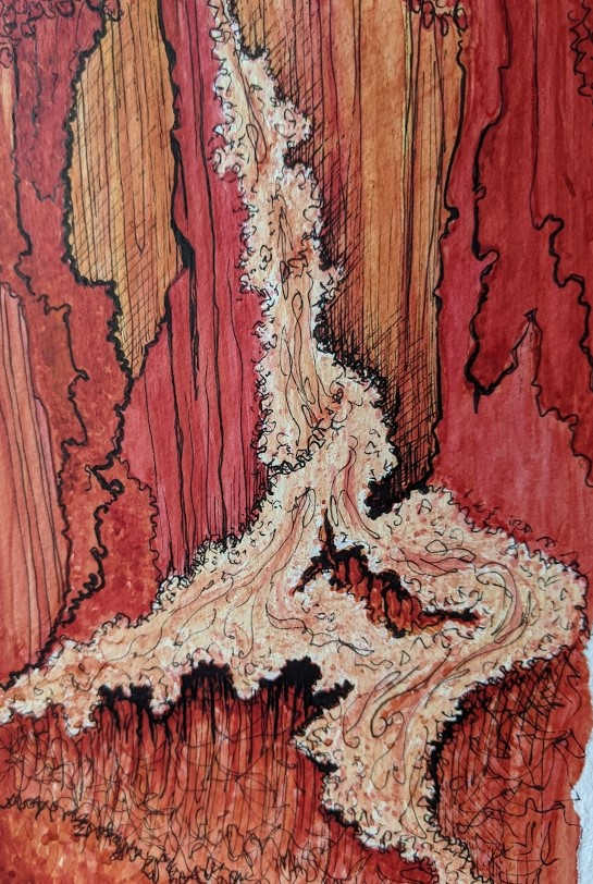 Red Waterfall by Marjorie  Cutting 