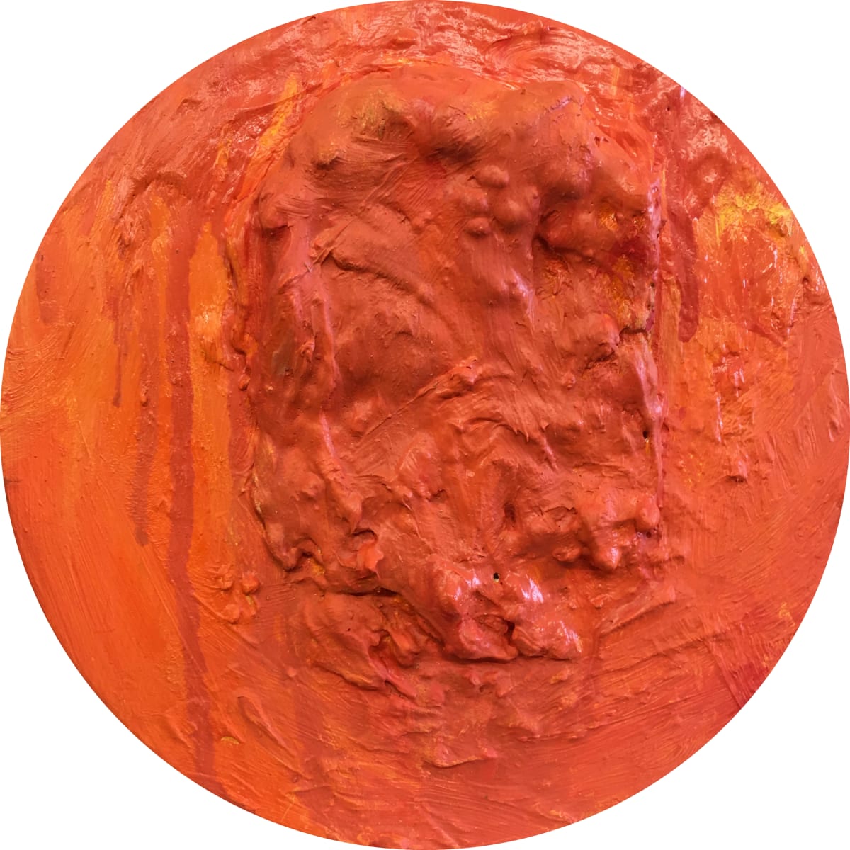 Transfiguration Red on orange - round by Stephen Bishop 