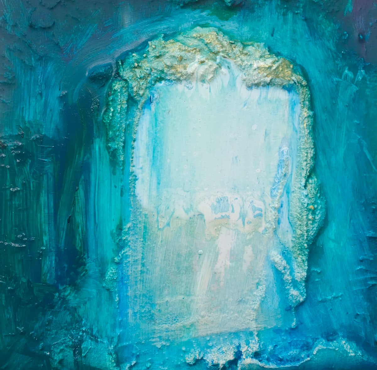 Transfiguration White with gold and Blue - Framed by Stephen Bishop 