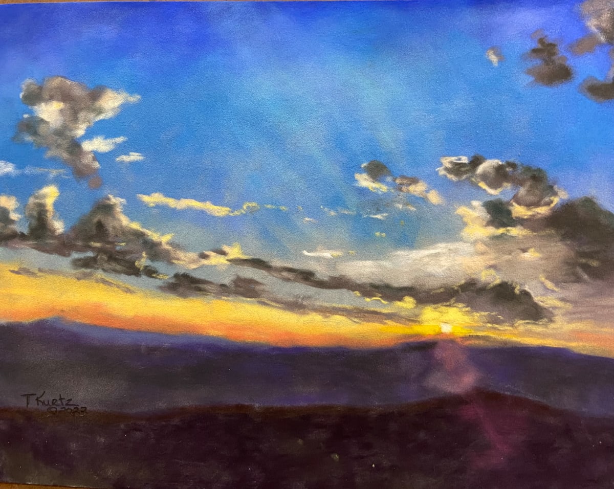 Overlook Sunset original pastel by T Kurtz 