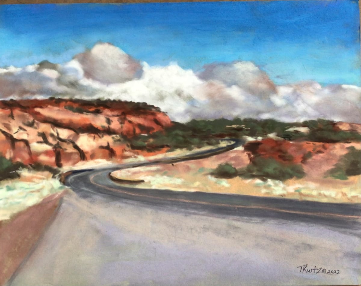 Red Rock Road Original Pastel by T Kurtz 