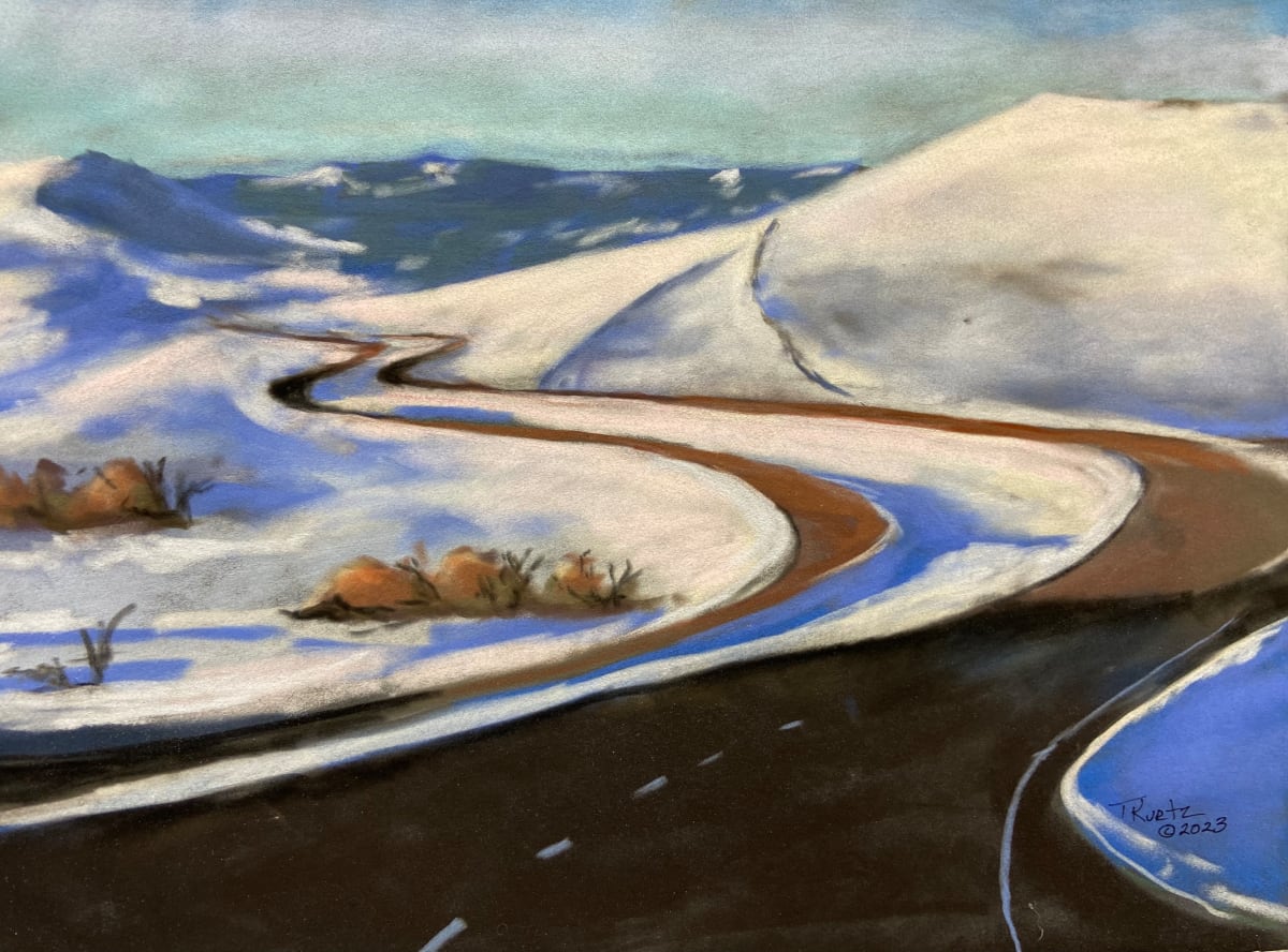 Road Through Winter Original Pastel by T Kurtz 