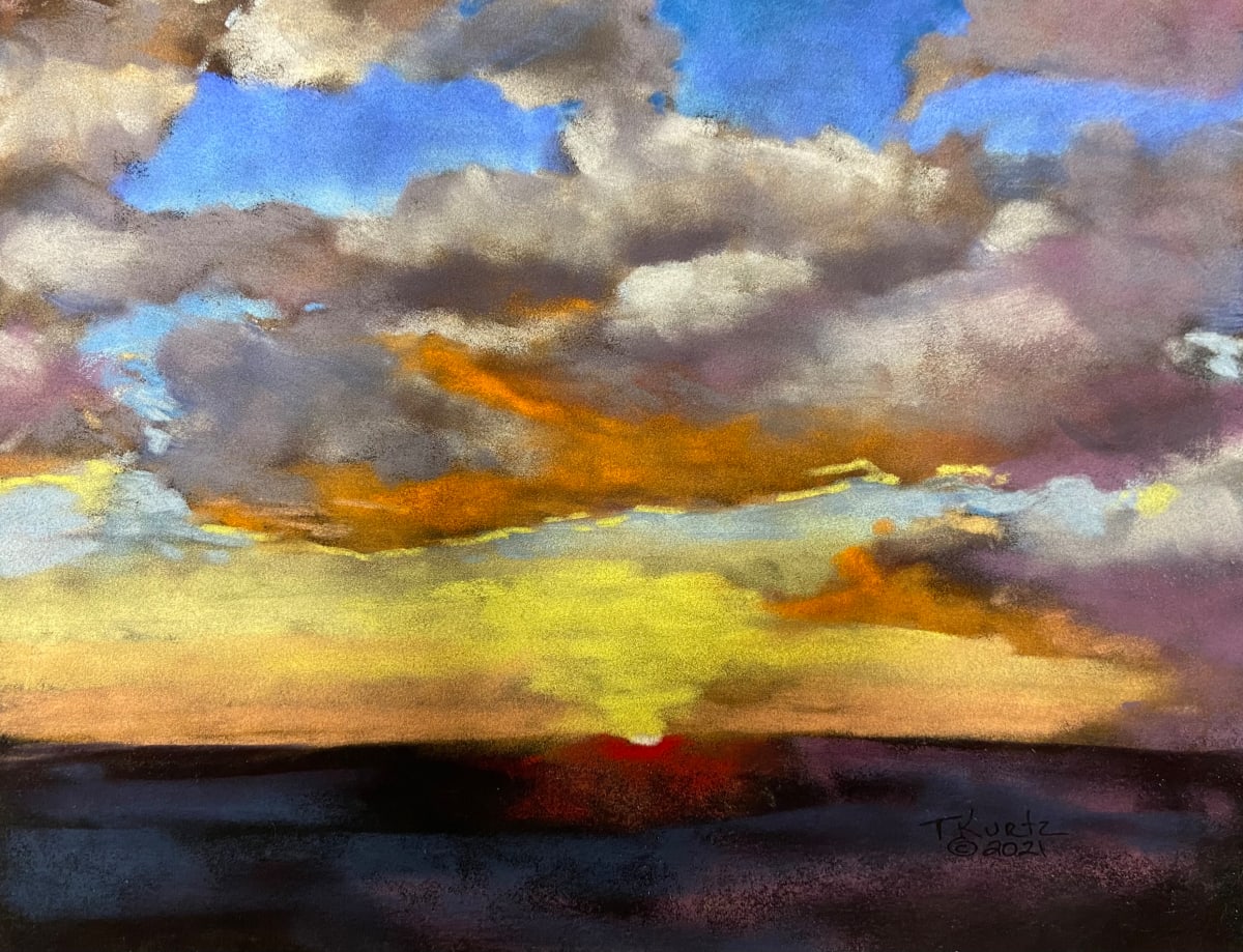 Dawn after Dark Original Pastel Painting by T Kurtz 