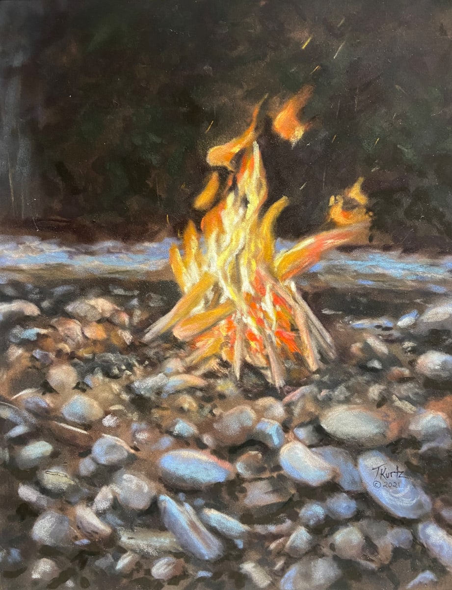 Glow at River's Edge original pastel by T Kurtz 