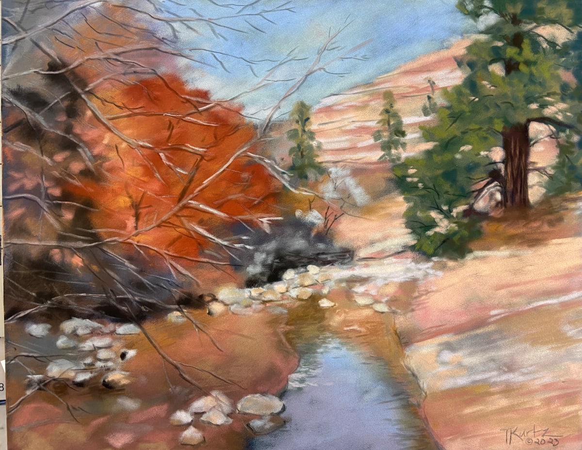 Zion Wash Original Pastel by T Kurtz 