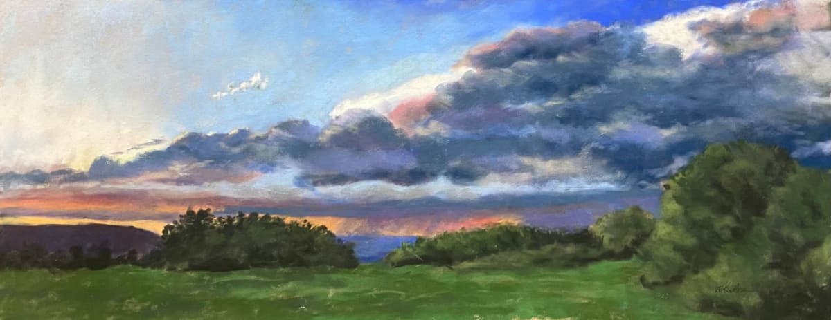 Reaching Sunset Original Pastel by T Kurtz, Image 1.