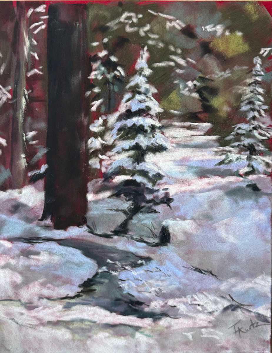 Road Side Glimpse Original pastel unframed by T Kurtz 