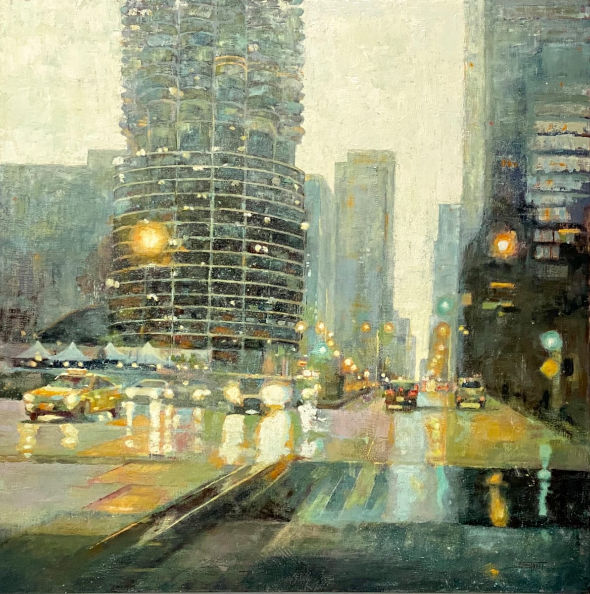 Rainy Day on State by Stacey B. Street  Image: Won 2020 Gold Medal and People's Choice Awards at the annual Palette & Chisel Gold Medal Show.
