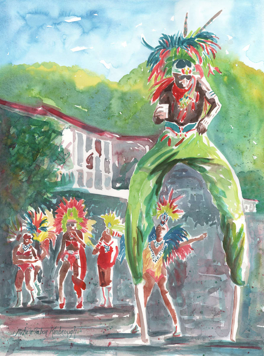 35. Crucian Carnival Series XXXV by Michele Tabor Kimbrough  Image: Moko Jumbie & ladies