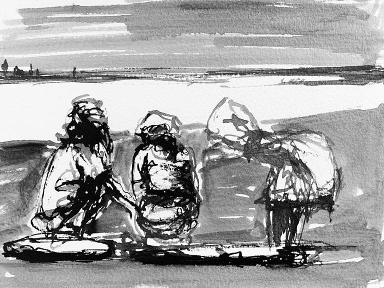 Sand Bar Inspection by Rufo Art, Image 1.