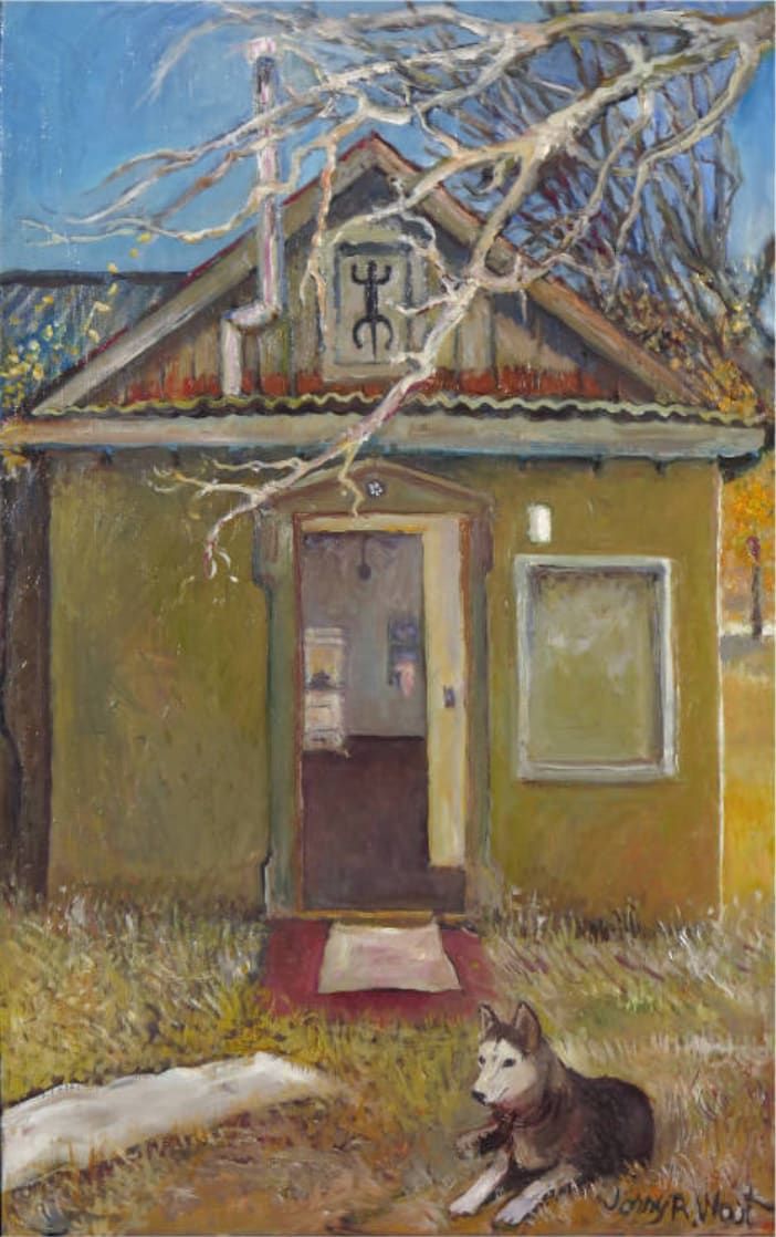 Serafina Dog at Door by Jerry West 