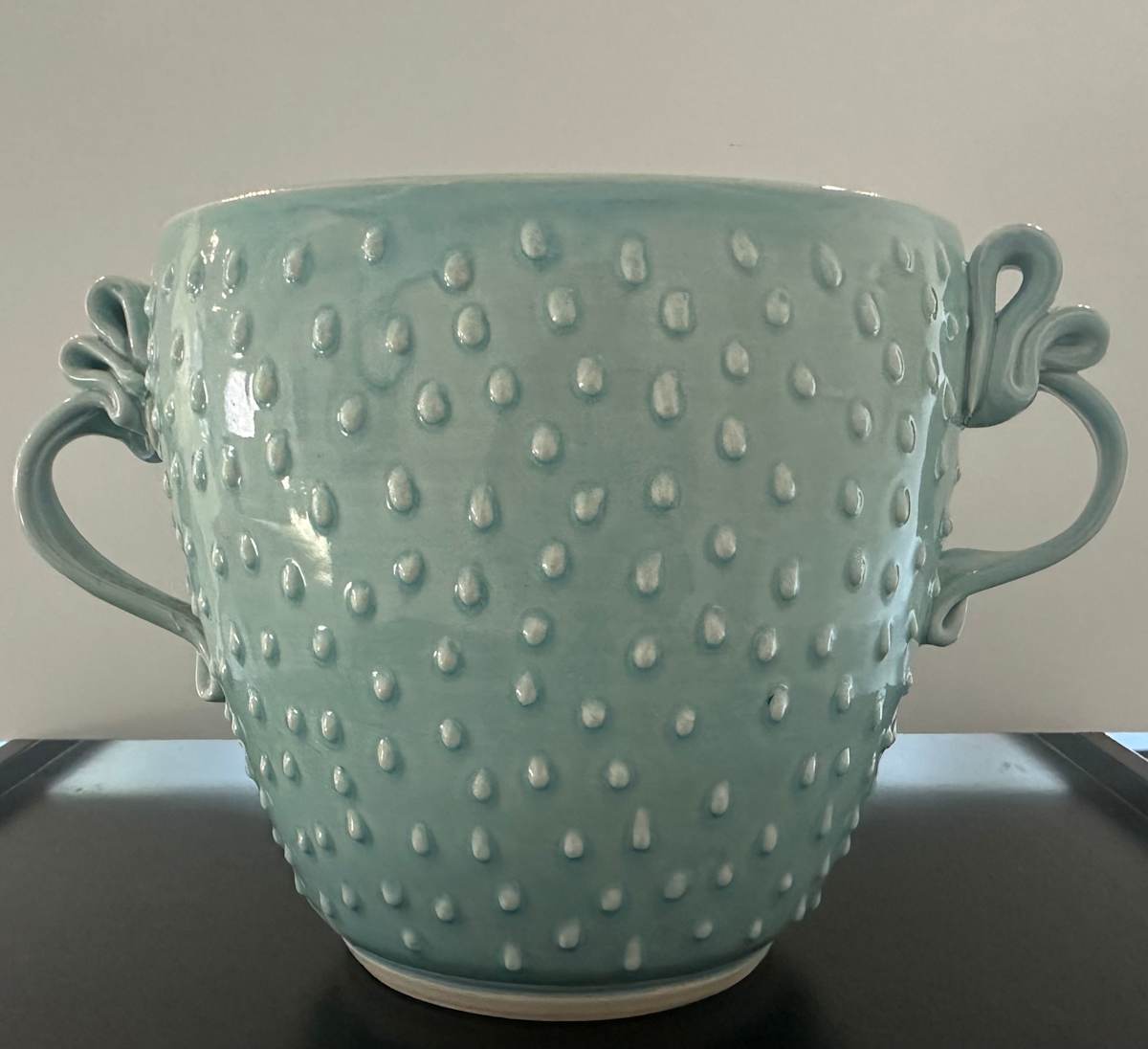 Blue Dot Cachepot by Brenda Rehrig 