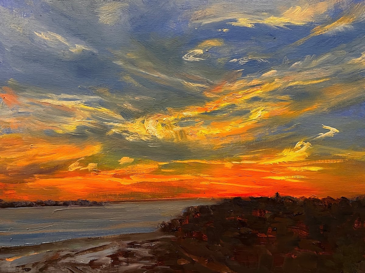 Glorious Evening by Betty Huang  Image: A glorious evening of the sunset brings forth a breathtaking display of nature's artistry, with the dancing clouds adding an ethereal touch to the scene.