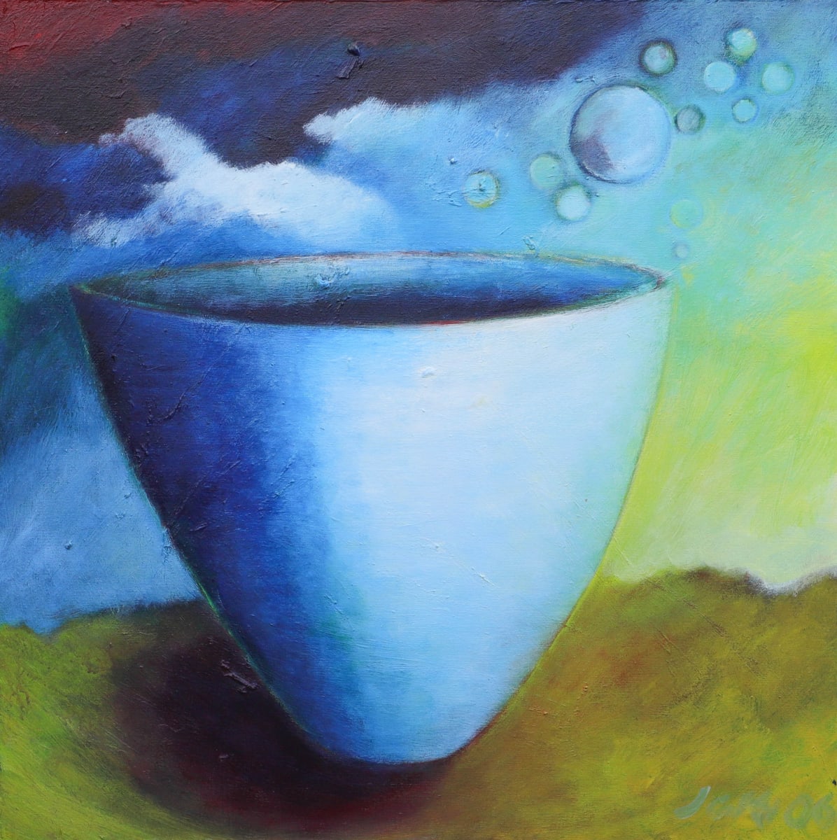 1295 Blue light foam cup by Judy Gittelsohn 