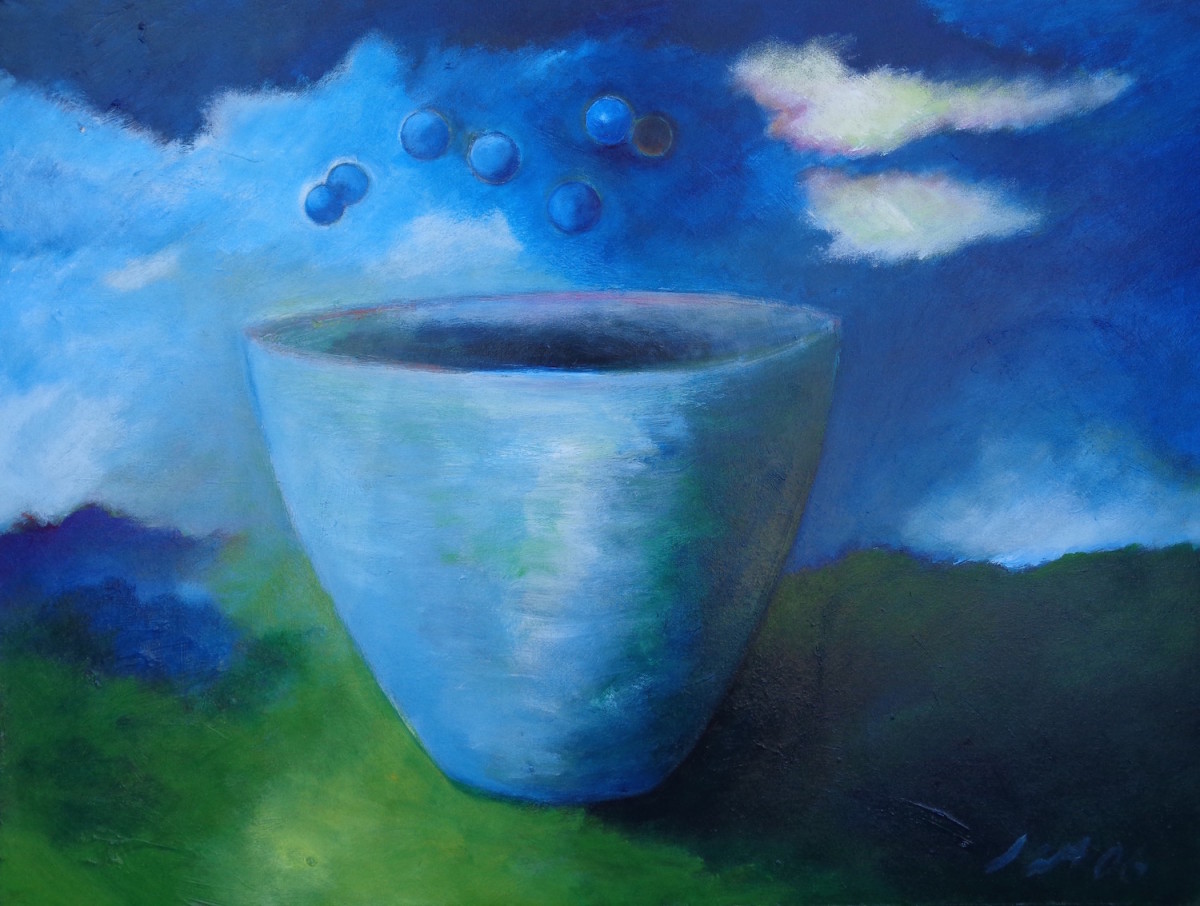 1076 Light Blue Cup with Bubbles by Judy Gittelsohn 
