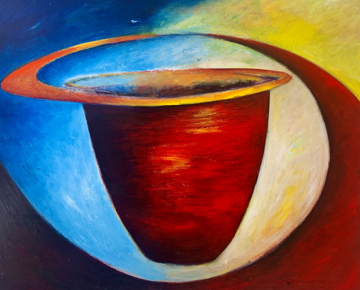 1031 Swirling Red Cup by Judy Gittelsohn 