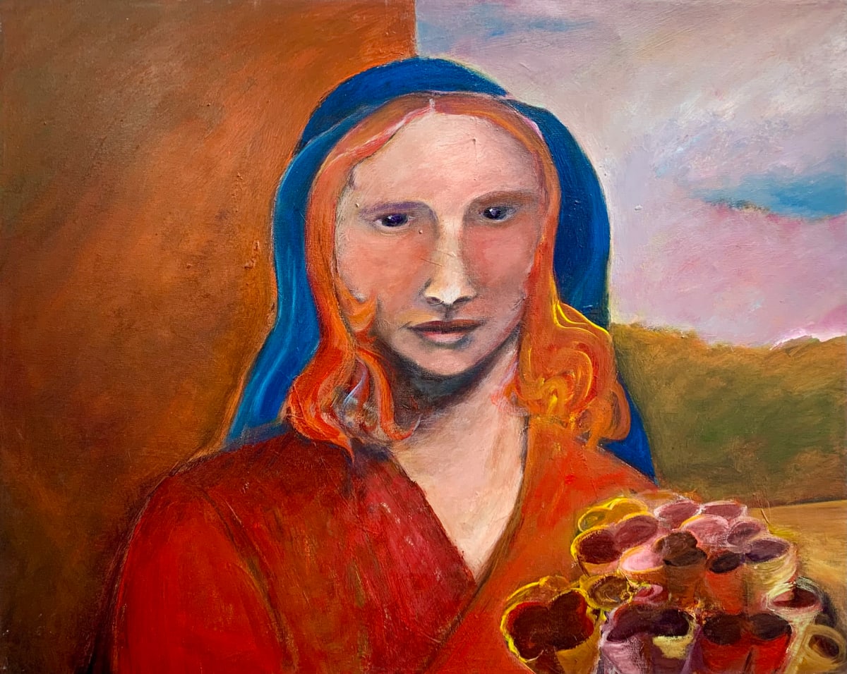 1164 Woman with Flower by Judy Gittelsohn 